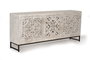 GINER Y COLOMER - Buffet en bois de manguier massif et métal avec 4 portes, 3 tiroirs, finition blanc vieilli - 80 x 190 x 38 cm